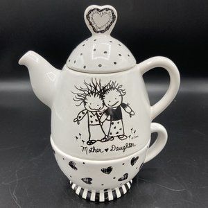 Enesco “Children of The Inner Light: Mother  Daughter” Ceramic Tea Pot